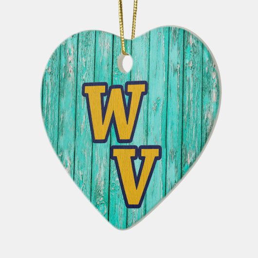 Aangepaste tekst/ Farmhouse Rustic Wood West Virgi Keramisch Ornament (Links)