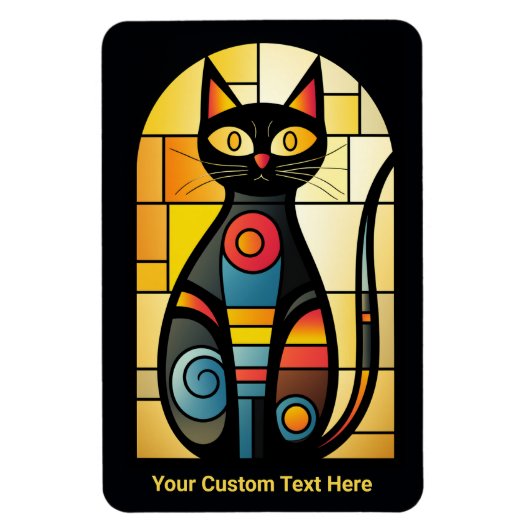 Aangepaste tekst Faux Glas in lood Cat Magneet (Verticaal)