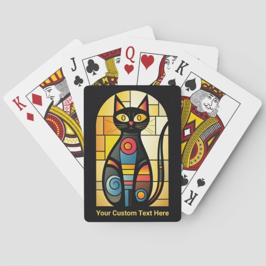 Aangepaste tekst Faux Glas in lood Cat Pokerkaarten (Achterkant)