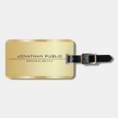 Aangepaste tekst Faux Gold Metallic Look Sjabloon Bagagelabel (Voorkant horizontaal)