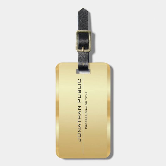 Aangepaste tekst Faux Gold Metallic Look Sjabloon Bagagelabel (Voorkant verticaal)