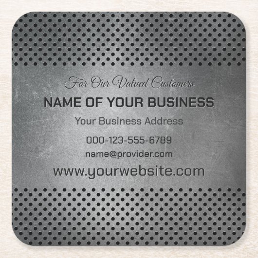 Aangepaste tekst Faux Metal Kartonnen Onderzetters (Voorkant)