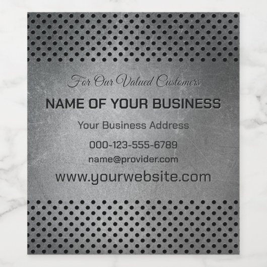 Aangepaste tekst Faux Metal Wijn Etiket (Enkel label)