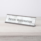 Aangepaste tekst Faux Witte Marmer Patiëntenregist Bureau Naambordje (Voorkant)