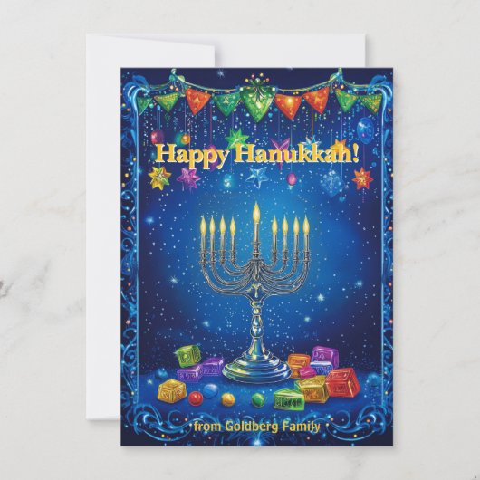 Aangepaste tekst✡️ Feest van Vriendschap Hanukka Feestdagenkaart (Voorkant)