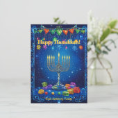 Aangepaste tekst✡️ Feest van Vriendschap Hanukka Feestdagenkaart (Staand voorkant)