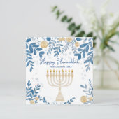 Aangepaste tekst Feestelijk gebladerte Chanoeka Feestdagenkaart (Staand voorkant)