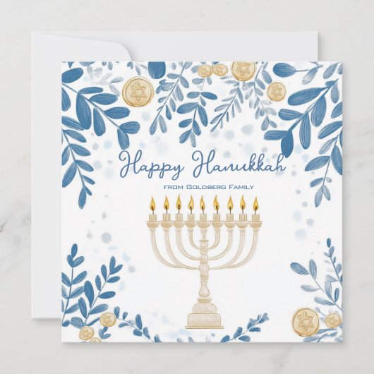 Aangepaste tekst Feestelijk gebladerte Chanoeka Feestdagenkaart (Voorkant)