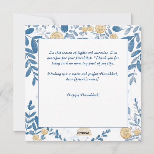 Aangepaste tekst Feestelijk gebladerte Chanoeka Feestdagenkaart (Achterkant)