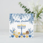 Aangepaste tekst Feestelijk gebladerte Chanoeka Feestdagenkaart (Staand voorkant)