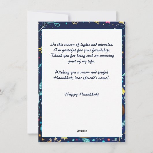 Aangepaste tekst Festival of Lights Delight. Feestdagenkaart (Achterkant)