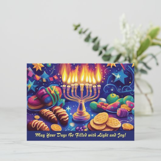 Aangepaste tekst Festival of Lights Delight Feestdagenkaart (Staand voorkant)