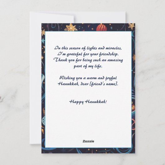 Aangepaste tekst Festival of Lights Delight. Feestdagenkaart (Achterkant)