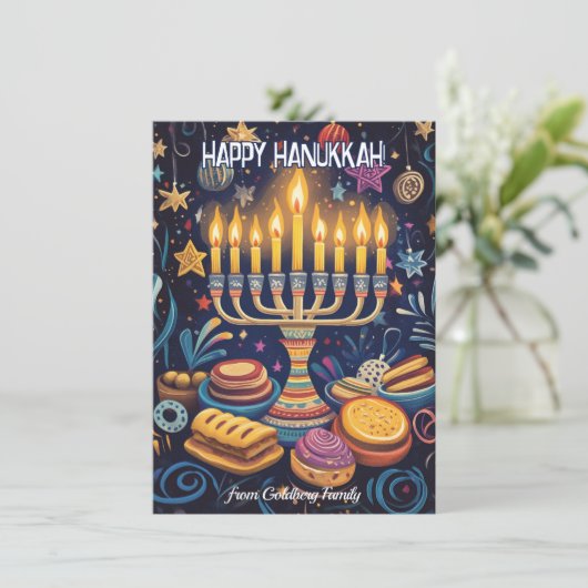 Aangepaste tekst Festival of Lights Delight. Feestdagenkaart (Staand voorkant)