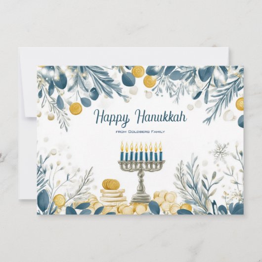 Aangepaste tekst Festival of Lights Waterverf Feestdagenkaart (Voorkant)