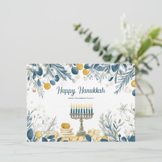 Aangepaste tekst Festival of Lights Waterverf Feestdagenkaart (Staand voorkant)