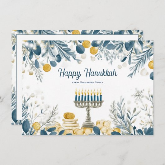 Aangepaste tekst Festival of Lights Waterverf Feestdagenkaart (Voorkant / Achterkant)