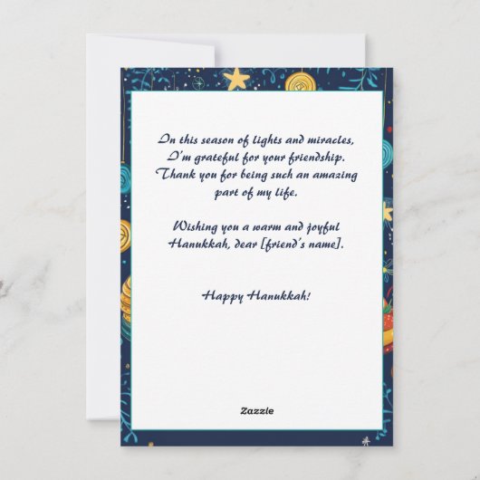 Aangepaste tekst Festival van de Lichten Viering Feestdagenkaart (Achterkant)