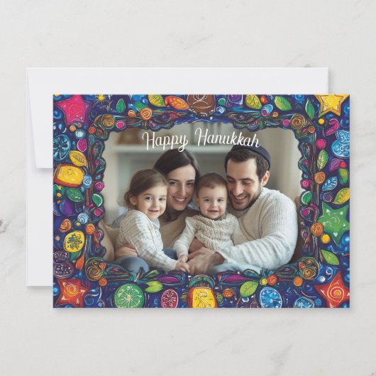 Aangepaste tekst Festival van Lichten Levendige We Feestdagenkaart (Voorkant)