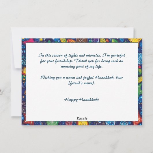 Aangepaste tekst Festival van Lichten Levendige We Feestdagenkaart (Achterkant)