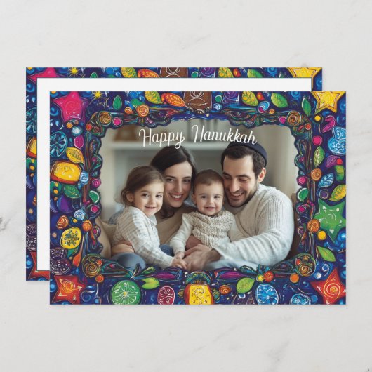 Aangepaste tekst Festival van Lichten Levendige We Feestdagenkaart (Voorkant / Achterkant)