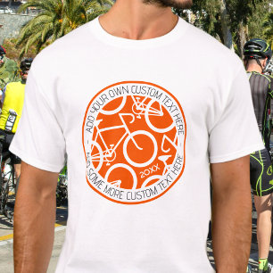 Aangepaste tekst Fiets Race Event Sinaasappel T-shirt