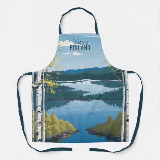 Aangepaste tekst Finland Natuur Illustratie Schort (Voorkant)