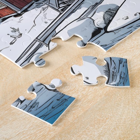 Aangepaste tekst Finland Winter Illustratie Legpuzzel (Zijkant)