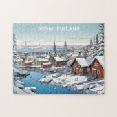 Aangepaste tekst Finland Winter Illustratie Legpuzzel (Horizontaal)