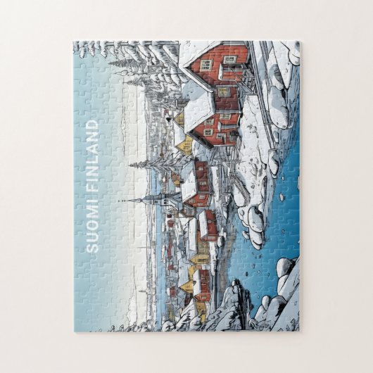 Aangepaste tekst Finland Winter Illustratie Legpuzzel (Verticaal)