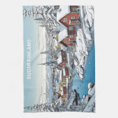 Aangepaste tekst Finland Winter Illustratie Theedoek (Verticaal)