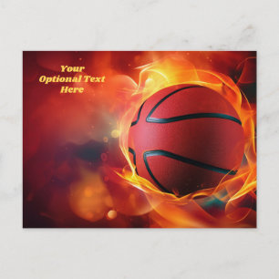 Aangepaste tekst Flaming Basketball Briefkaart