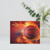 Aangepaste tekst Flaming Basketball Briefkaart (Staand voorkant)