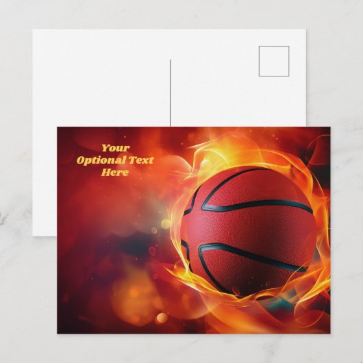 Aangepaste tekst Flaming Basketball Briefkaart (Voorkant / Achterkant)