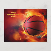 Aangepaste tekst Flaming Basketball Briefkaart (Voorkant)