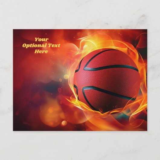 Aangepaste tekst Flaming Basketball Briefkaart (Voorkant)