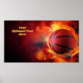 Aangepaste tekst Flaming Basketball Poster (Voorkant)