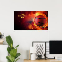 Aangepaste tekst Flaming Basketball
