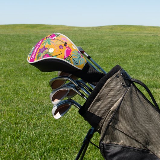 🦩 aangepaste tekst Flamingo Party, Golfheadcover (Insitu)