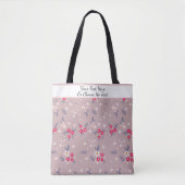 Aangepaste tekst/Floral bloemen op mosterd roze Tote Bag (Voorkant)