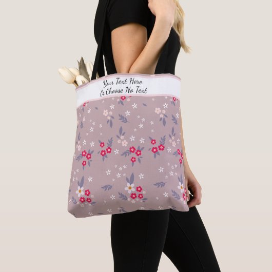 Aangepaste tekst/Floral bloemen op mosterd roze Tote Bag (Dichtbij)