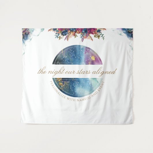 Aangepaste tekst, Floral Celestial foto achtergron Wandkleed (Voorkant (horizontaal))