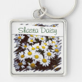 Aangepaste tekst Floral Shasta Daisy Flower foto Sleutelhanger (Voorkant)