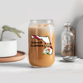 Aangepaste tekst Florida Flag & Flower Sinaasappel Blikvorm Glas