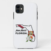 Aangepaste tekst Florida Flag & Flower Sinaasappel Case-Mate iPhone Case (Achterkant)