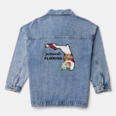 Aangepaste tekst Florida Flag & Flower Sinaasappel Denim Jacket (Achterkant)