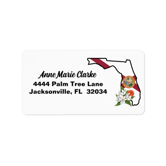 Aangepaste tekst Florida Flag & Flower Sinaasappel Etiket (Voorkant)