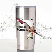 Aangepaste tekst Florida Flag & Flower Sinaasappel Geïsoleerde Drinkbeker