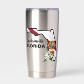 Aangepaste tekst Florida Flag & Flower Sinaasappel Geïsoleerde Drinkbeker (Voorkant)