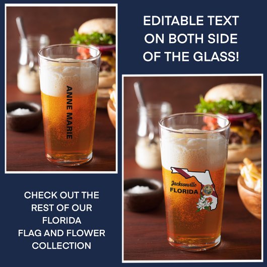 Aangepaste tekst Florida Flag & Flower Sinaasappel Glas